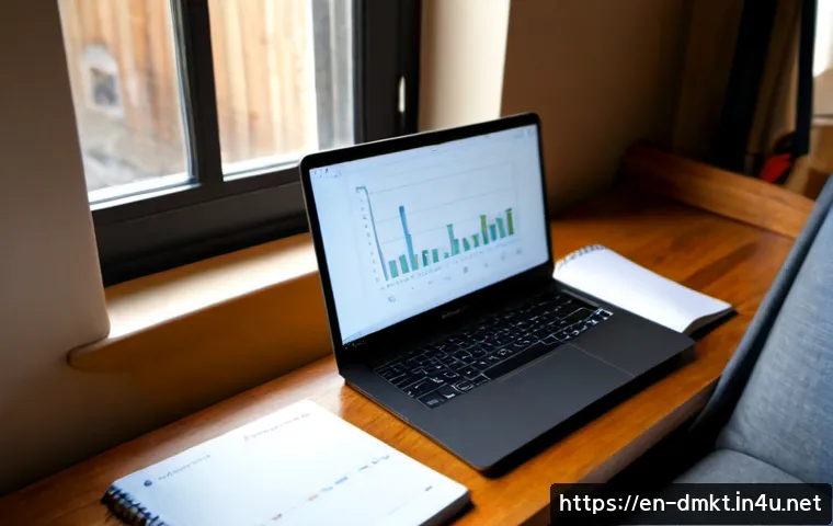 Home 13 디지털 마케팅 초보자 필수 학습 리소스 - Photorealistic home office scene of an adult digital marketing beginner studying on a laptop, open n...